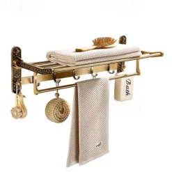 Towel Bar Foldable / Multilayer Antique Aluminum 1pc - Hotel bath Wall Mounted