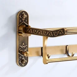 Towel Bar Foldable / Multilayer Antique Aluminum 1pc - Hotel bath Wall Mounted
