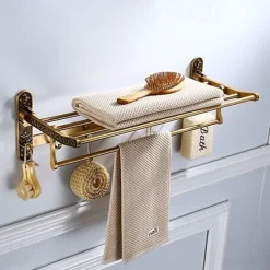 Towel Bar Foldable / Multilayer Antique Aluminum 1pc - Hotel bath Wall Mounted