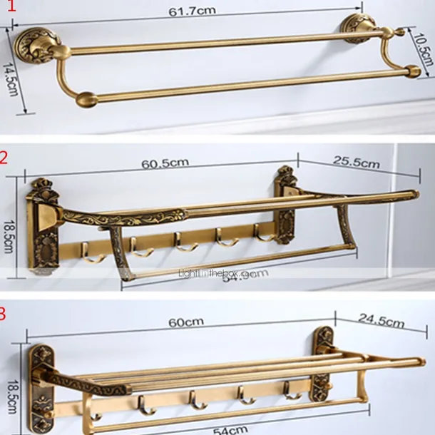 Towel Bar Foldable / Multilayer Antique Aluminum 1pc - Hotel bath Wall Mounted