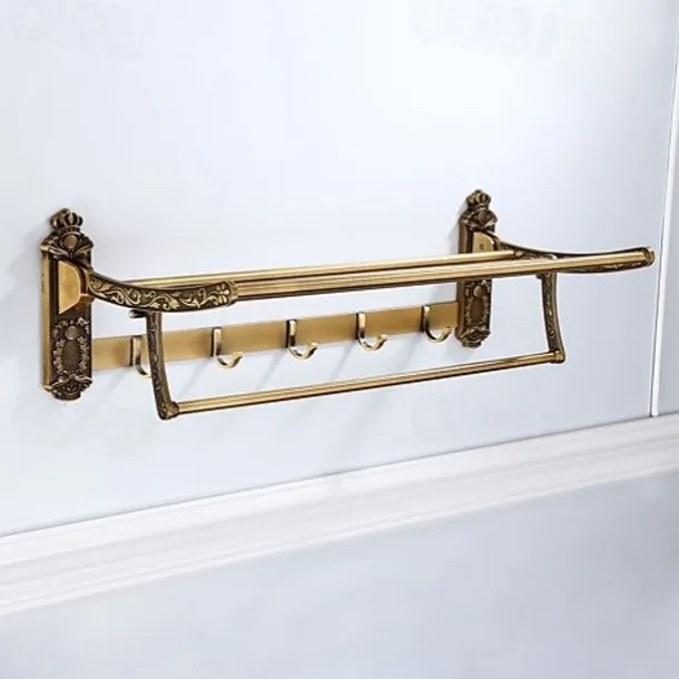 Towel Bar Foldable / Multilayer Antique Aluminum 1pc - Hotel bath Wall Mounted