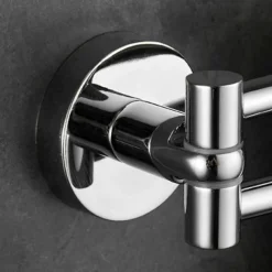 Towel Bar Foldable Bathroom Shelf Multilayer Contemporary Brass and Zinc Alloy Bathroom 2 Rods Wall Mounted