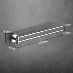 Towel Bar Foldable Bathroom Shelf Multilayer Contemporary Brass and Zinc Alloy Bathroom 2 Rods Wall Mounted