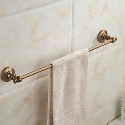 Towel Bar Multifunction Antique Aluminum Material Wall Mounted Bathroom Single Towel Rod Carved 1pc