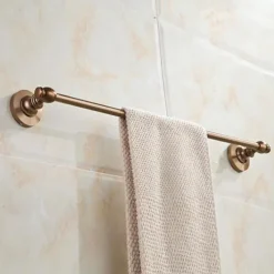 Towel Bar Multifunction Antique Aluminum Material Wall Mounted Bathroom Single Towel Rod Carved 1pc