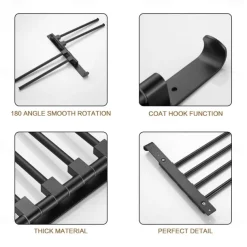 Towel Bar Robe Hook Bathroom Shelf Foldable Multilayer New Design Contemporary Modern Aluminum Metal 1PC - Bathroom 4-towel bar Wall Mounted