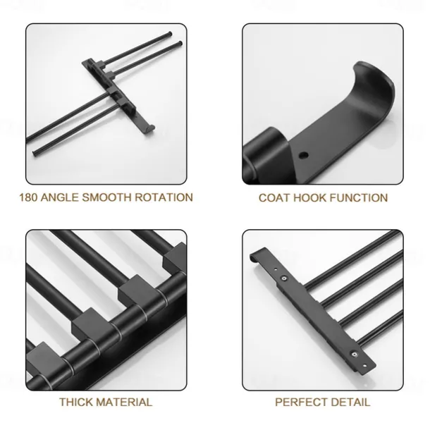 Towel Bar Robe Hook Bathroom Shelf Foldable Multilayer New Design Contemporary Modern Aluminum Metal 1PC - Bathroom 4-towel bar Wall Mounted
