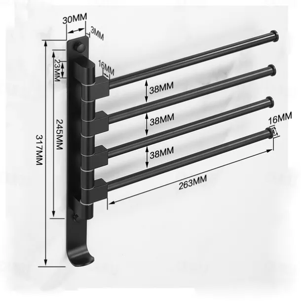 Towel Bar Robe Hook Bathroom Shelf Foldable Multilayer New Design Contemporary Modern Aluminum Metal 1PC - Bathroom 4-towel bar Wall Mounted