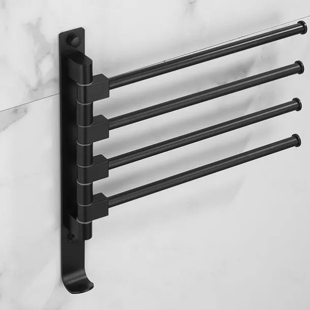 Towel Bar Robe Hook Bathroom Shelf Foldable Multilayer New Design Contemporary Modern Aluminum Metal 1PC - Bathroom 4-towel bar Wall Mounted