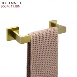 Towel Bar Stainless Steel Bathroom Shelf Electroplated Towel Rail Bathroom Single Rod Wall Mounted 1PC Chrome and Painted Finish