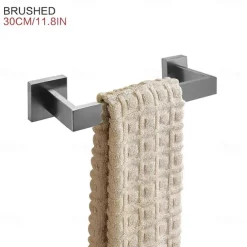 Towel Bar Stainless Steel Bathroom Shelf Electroplated Towel Rail Bathroom Single Rod Wall Mounted 1PC Chrome and Painted Finish