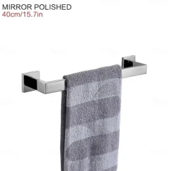 Towel Bar Stainless Steel Bathroom Shelf Electroplated Towel Rail Bathroom Single Rod Wall Mounted 1PC Chrome and Painted Finish