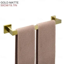 Towel Bar Stainless Steel Bathroom Shelf Electroplated Towel Rail Bathroom Single Rod Wall Mounted 1PC Chrome and Painted Finish