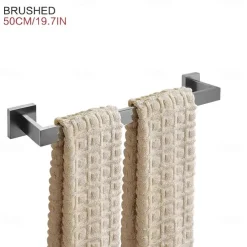 Towel Bar Stainless Steel Bathroom Shelf Electroplated Towel Rail Bathroom Single Rod Wall Mounted 1PC Chrome and Painted Finish