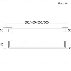Towel Bar Stainless Steel Bathroom Shelf Electroplated Towel Rail Bathroom Single Rod Wall Mounted 1PC Chrome and Painted Finish