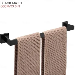 Towel Bar Stainless Steel Bathroom Shelf Electroplated Towel Rail Bathroom Single Rod Wall Mounted 1PC Chrome and Painted Finish