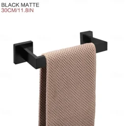 Towel Bar Stainless Steel Bathroom Shelf Electroplated Towel Rail Bathroom Single Rod Wall Mounted 1PC Chrome and Painted Finish