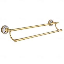 Towel Bar Ti-Golden Wall Mounted Ceramic Towel Rack for Bathroom 2-lier Tower Holder 1pc