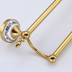 Towel Bar Ti-Golden Wall Mounted Ceramic Towel Rack for Bathroom 2-lier Tower Holder 1pc