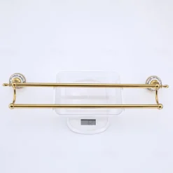 Towel Bar Ti-Golden Wall Mounted Ceramic Towel Rack for Bathroom 2-lier Tower Holder 1pc