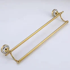 Towel Bar Ti-Golden Wall Mounted Ceramic Towel Rack for Bathroom 2-lier Tower Holder 1pc