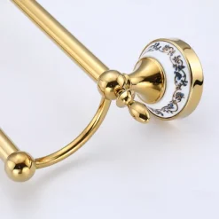 Towel Bar Ti-Golden Wall Mounted Ceramic Towel Rack for Bathroom 2-lier Tower Holder 1pc