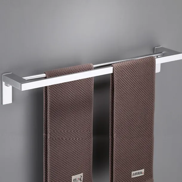 Towel Bar Wall Mounted 60cm Aluminum Towel Holder for Bathroom Aluminum Bathroom Hardware Single/Double Type Towel Rack(Silver/Black/Grey)