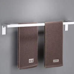 Towel Bar Wall Mounted 60cm Aluminum Towel Holder for Bathroom Aluminum Bathroom Hardware Single/Double Type Towel Rack(Silver/Black/Grey)