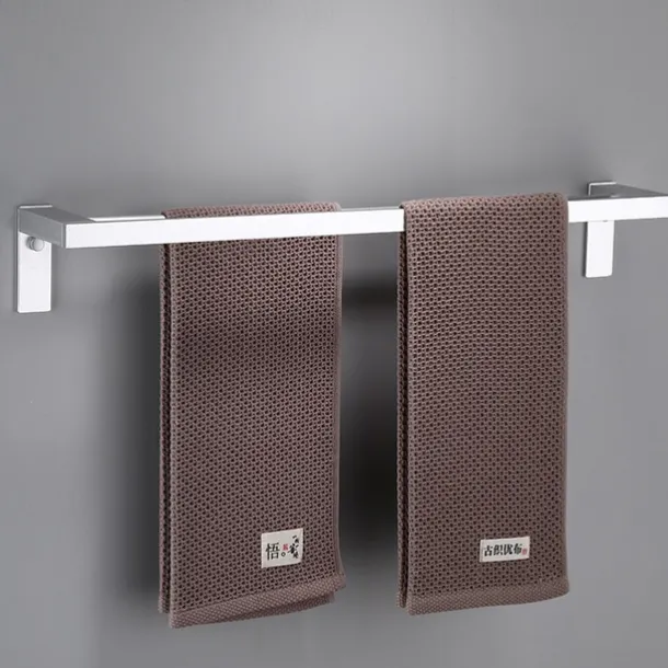Towel Bar Wall Mounted 60cm Aluminum Towel Holder for Bathroom Aluminum Bathroom Hardware Single/Double Type Towel Rack(Silver/Black/Grey)