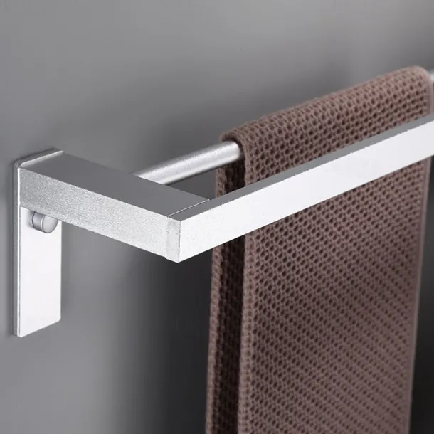 Towel Bar Wall Mounted 60cm Aluminum Towel Holder for Bathroom Aluminum Bathroom Hardware Single/Double Type Towel Rack(Silver/Black/Grey)