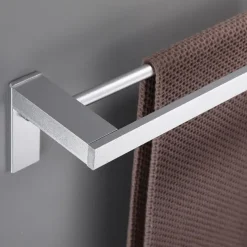 Towel Bar Wall Mounted 60cm Aluminum Towel Holder for Bathroom Aluminum Bathroom Hardware Single/Double Type Towel Rack(Silver/Black/Grey)