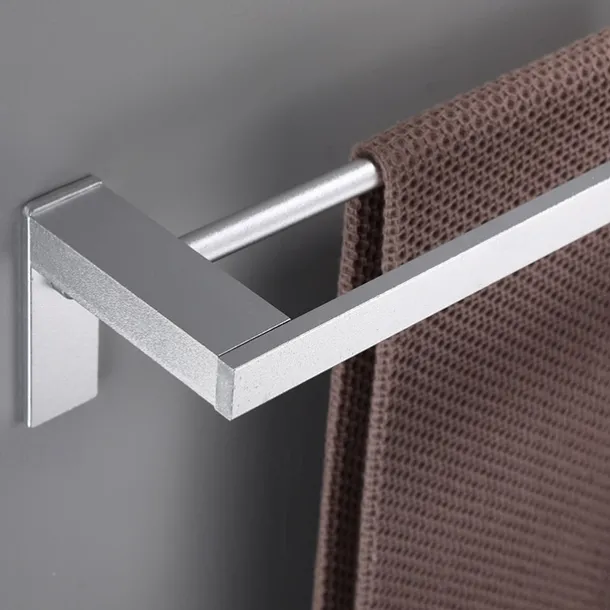 Towel Bar Wall Mounted 60cm Aluminum Towel Holder for Bathroom Aluminum Bathroom Hardware Single/Double Type Towel Rack(Silver/Black/Grey)
