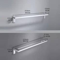 Towel Bar Wall Mounted 60cm Aluminum Towel Holder for Bathroom Aluminum Bathroom Hardware Single/Double Type Towel Rack(Silver/Black/Grey)