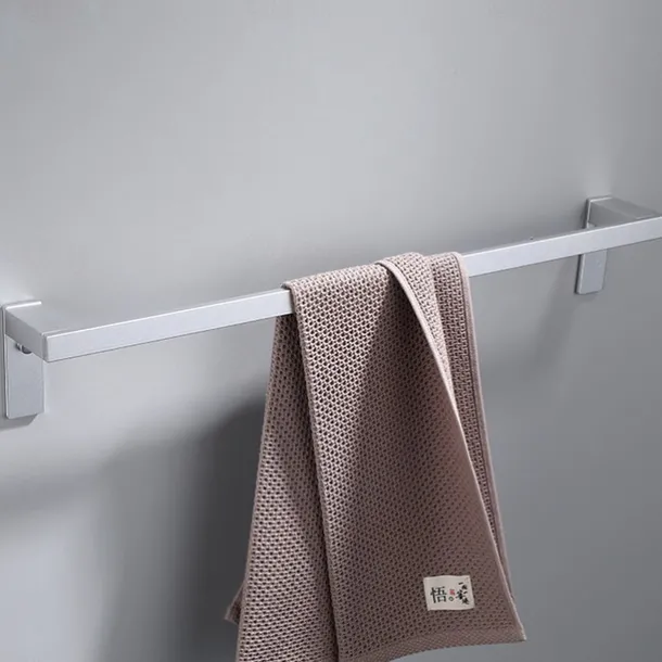 Towel Bar Wall Mounted 60cm Aluminum Towel Holder for Bathroom Aluminum Bathroom Hardware Single/Double Type Towel Rack(Silver/Black/Grey)