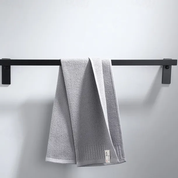 Towel Bar Wall Mounted 60cm Aluminum Towel Holder for Bathroom Aluminum Bathroom Hardware Single/Double Type Towel Rack(Silver/Black/Grey)