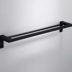 Towel Bar Wall Mounted 60cm Aluminum Towel Holder for Bathroom Aluminum Bathroom Hardware Single/Double Type Towel Rack(Silver/Black/Grey)