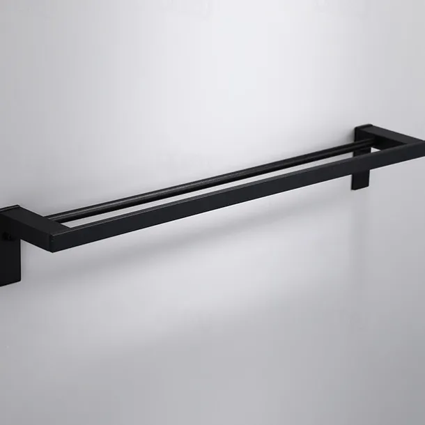 Towel Bar Wall Mounted 60cm Aluminum Towel Holder for Bathroom Aluminum Bathroom Hardware Single/Double Type Towel Rack(Silver/Black/Grey)