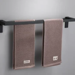 Towel Bar Wall Mounted 60cm Aluminum Towel Holder for Bathroom Aluminum Bathroom Hardware Single/Double Type Towel Rack(Silver/Black/Grey)