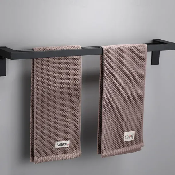 Towel Bar Wall Mounted 60cm Aluminum Towel Holder for Bathroom Aluminum Bathroom Hardware Single/Double Type Towel Rack(Silver/Black/Grey)