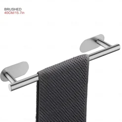 Towel Bar/Bathroom Shelf Self-adhesive Wall Mounted Stainless Steel Matte Black/Brushed Nickel,Adjustable Length Contemporary Modern Low-carbon Steel Metal Bathroom Decoration1pc
