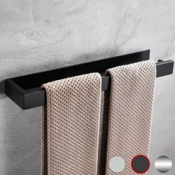 Towel Bar,Self Adhesive Wall Mounted 304 Stainless Steel Single Bar Matte Black Silvery Bathroom & Kitchen Decoration