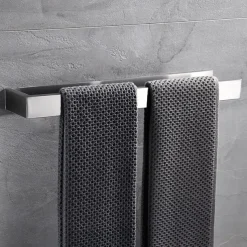 Towel Bar,Self Adhesive Wall Mounted 304 Stainless Steel Single Bar Matte Black Silvery Bathroom & Kitchen Decoration