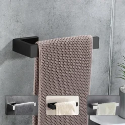 Towel Holder,Wall Mounted Stainless Steel Towel Bar,Modern Style Towel Rack 21cm(Black/Brushed Nickel/Chrome)