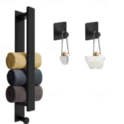 Towel Rack for Rolled Towels, Towel Rack for Bathroom,Wall Mounted Metal Bathroom Organizer, Bath Towel Holder Wall for Modern Small Space Bathroom Towel Storage