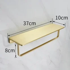 Towel Rack New Design Brass Wall Mounted Multifunction Bathroom Shelf Brushed Golden 1pc