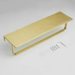 Towel Rack New Design Brass Wall Mounted Multifunction Bathroom Shelf Brushed Golden 1pc