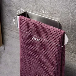 Towel Rack Self Adhesive 304 Stainless Steel Bathroom Toilet Towel Rack Kitchen Self-adhesive Towel Ring Hardware Rack