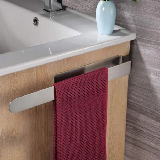 Towel Rack Self Adhesive 304 Stainless Steel Bathroom Toilet Towel Rack Kitchen Self-adhesive Towel Ring Hardware Rack