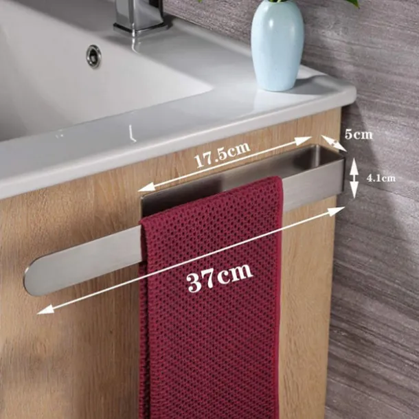 Towel Rack Self Adhesive 304 Stainless Steel Bathroom Toilet Towel Rack Kitchen Self-adhesive Towel Ring Hardware Rack