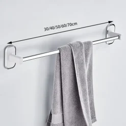 Towel Rack Stainless Steel Self-adhesive Bathroom Suction Cup Bathroom Hanger Toilet Hanger Plastic Wall Suction Single Bar Towel Bar Hole Free